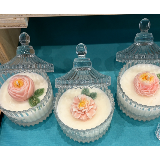 Carousel jar flower soy candle