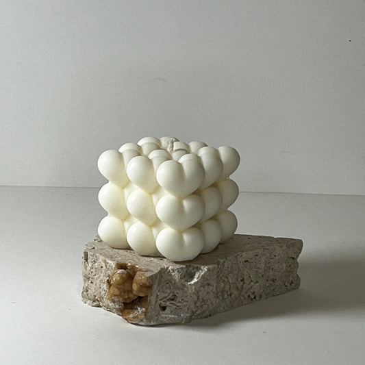 Hearts Bubble Cube Sculptural Candle
