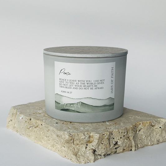 PEACE - Jars of Faith Candle Jar. LEMONGRASS & PERSIAN LIME scented. “Peace I leave with you.....” John 14:27