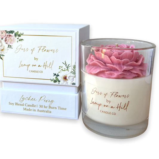 Jars of Flowers Candle Jar Peony