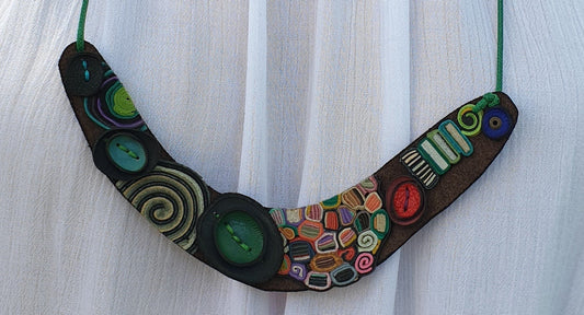 Unique NECKLACE colourful 100% leather