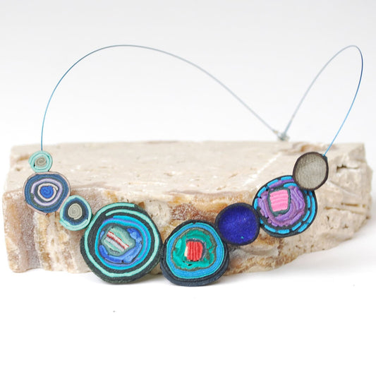 Blue Spirals Necklace - 100% leather