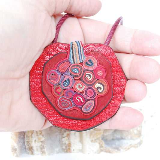 Pomegranate Necklace with interesting lines and spirals